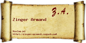 Zinger Armand névjegykártya